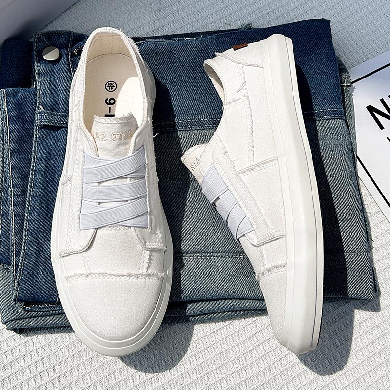 Fashion Denim Men's Canvas Shoes Slip-On Sneakers Male Flats Breathable Loafers for Men 2025 Summer Trainers Light Black Shoes Footwear