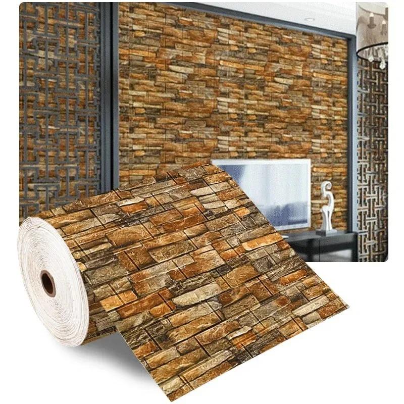 1/5/10M 3D Self-Adhesive Decor Wallpaper Waterproof Imitation Brick Wall Stickers for Living Room Bedroom Wall Home Decoration