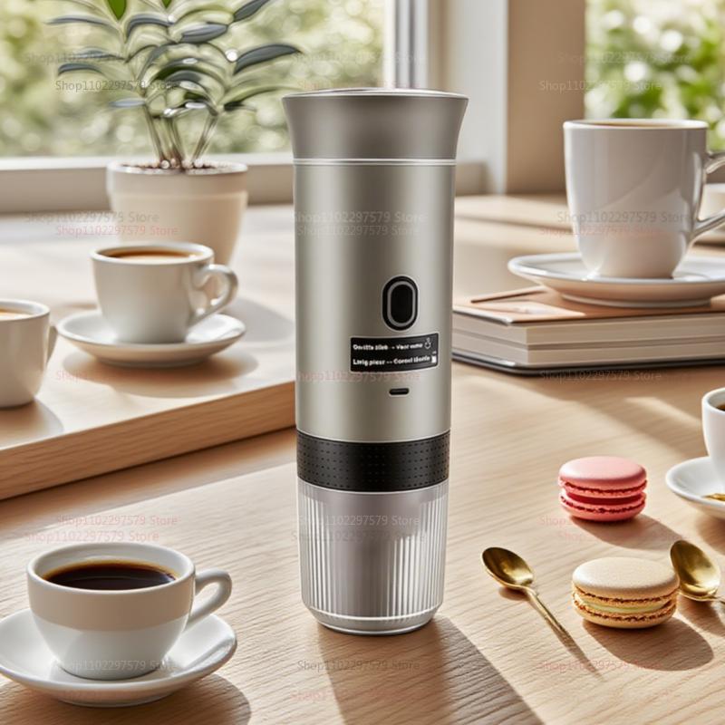 3-in-1 Electric Wireless Heating Coffee Machine Fit for Coffee Capsule/Powder Travel Coffee Maker for Car & Home Camping Travel