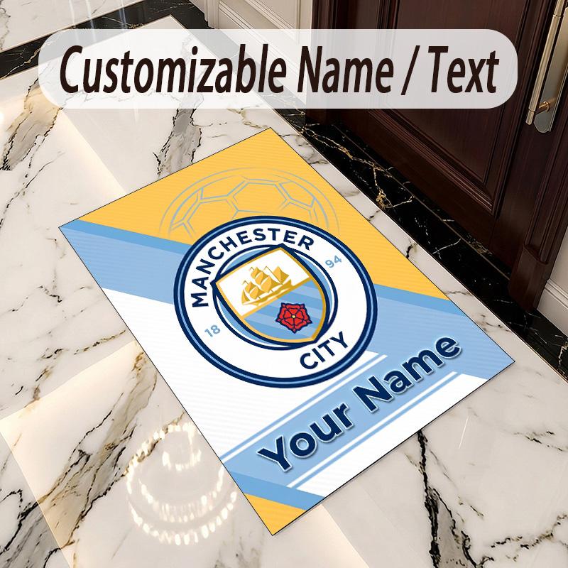 Crystal Velvet Rug Manchester City Print Custom Name Text Floor Mat Home Decor