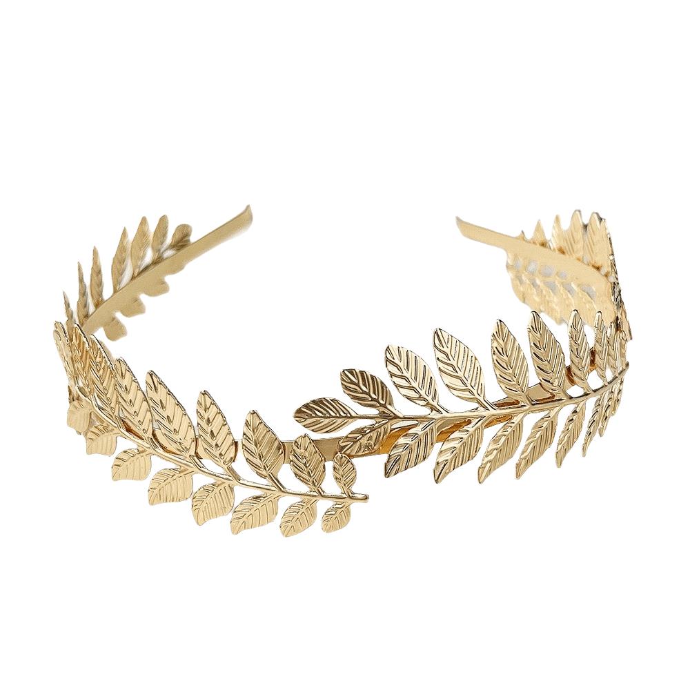Elegant Women Tiara Golden Leaf Headdress Baroque Bridal Wedding Hair Jewelry Bridal