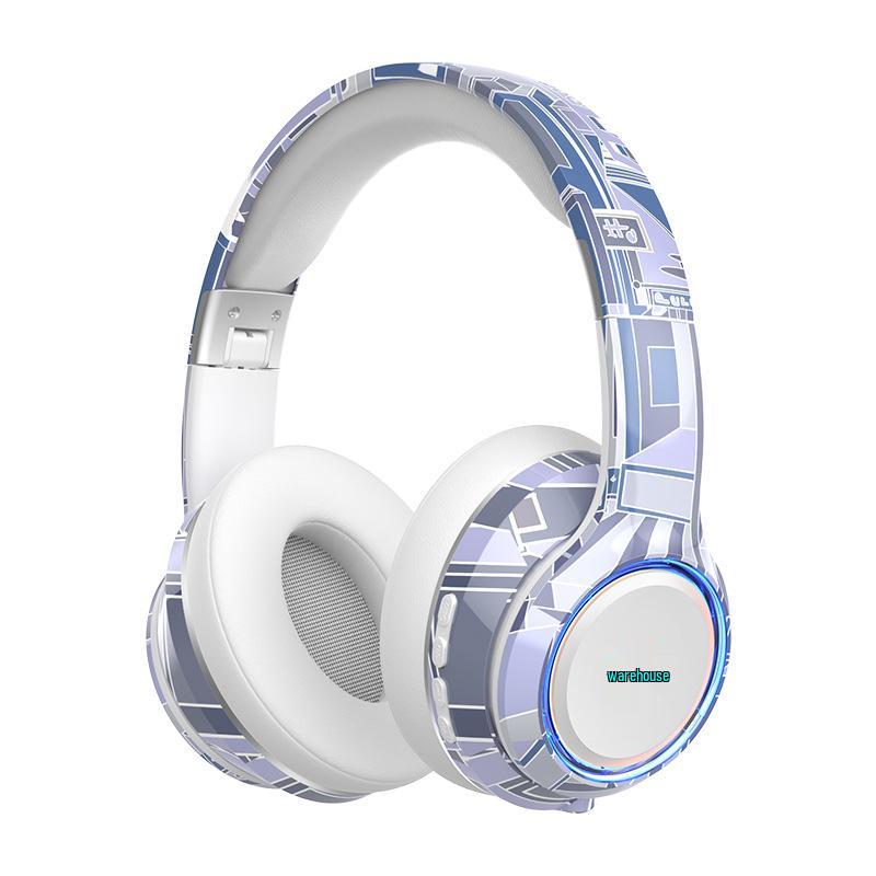 Trendy Bluetooth 5.2 Over-Ear Headphones with LED Lights and Foldable Design