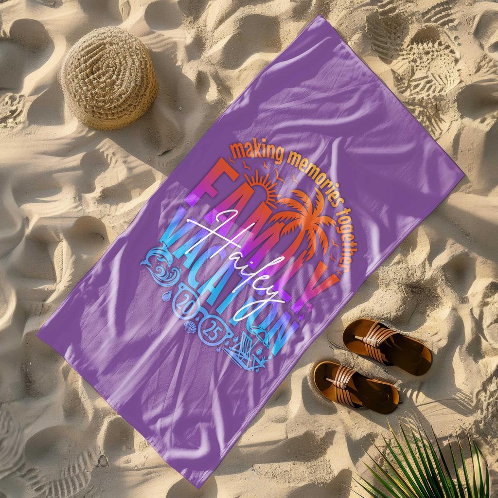 Personalized Beach Towel Family Customized Towel Color Optional Pool Party Towel Family Vacation Oversized Beach Towel Summer