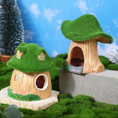 Moss Mushroom House Resin Ornament for Fish Tank and Aquarium Decor