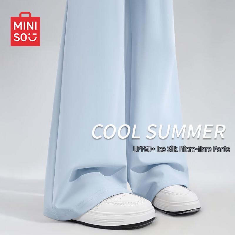 MINISO Women s Ice Silk Slim-Fit Micro-Flared Pants M