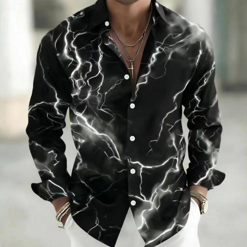 Lightning Pattern Men's Long Sleeved Shirt