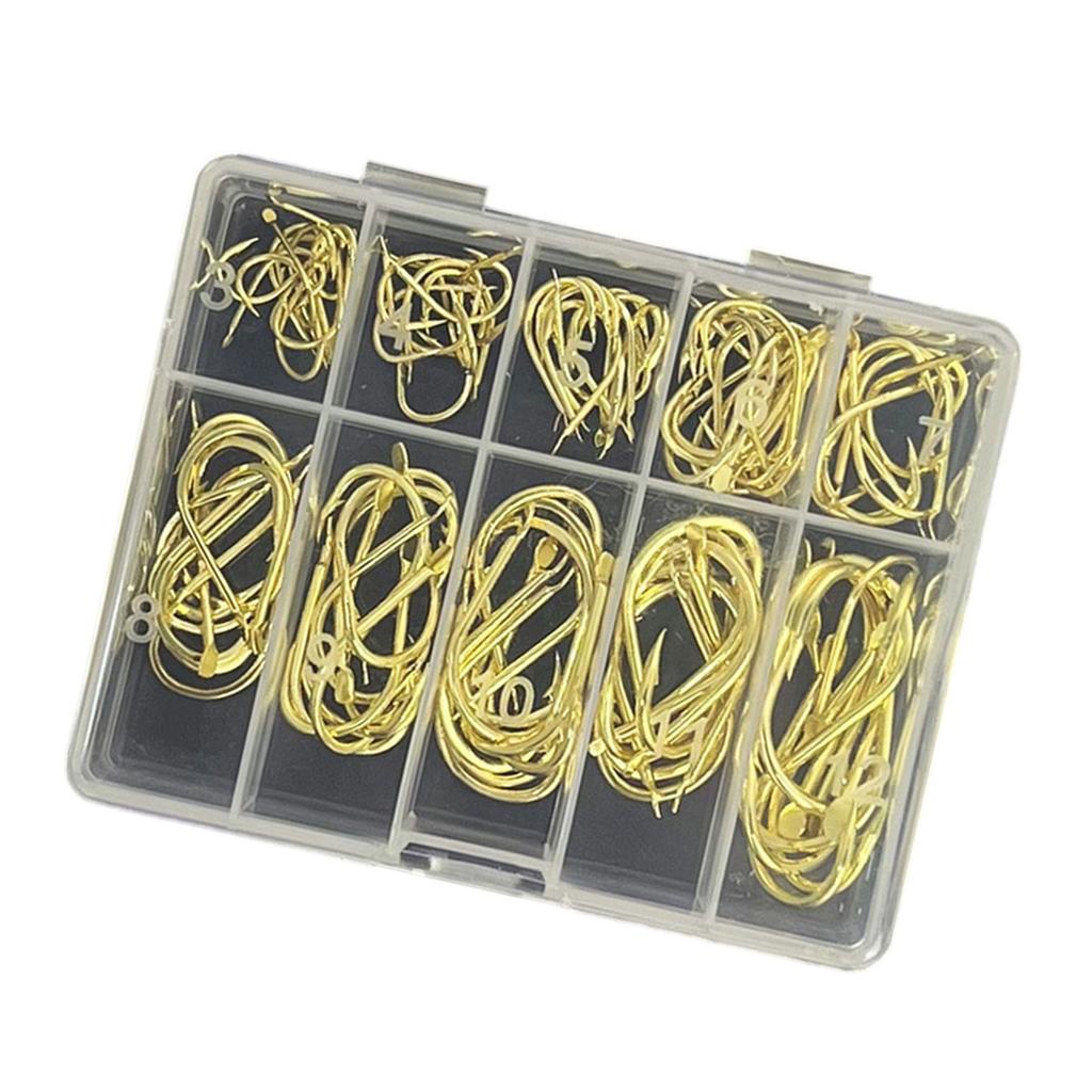 70/100 Stück Kohlenstoffstahl Angelhaken mit Öhr Fischhaken Korrosionsbeständig Metall Kreishaken Angelzubehör Langlebig