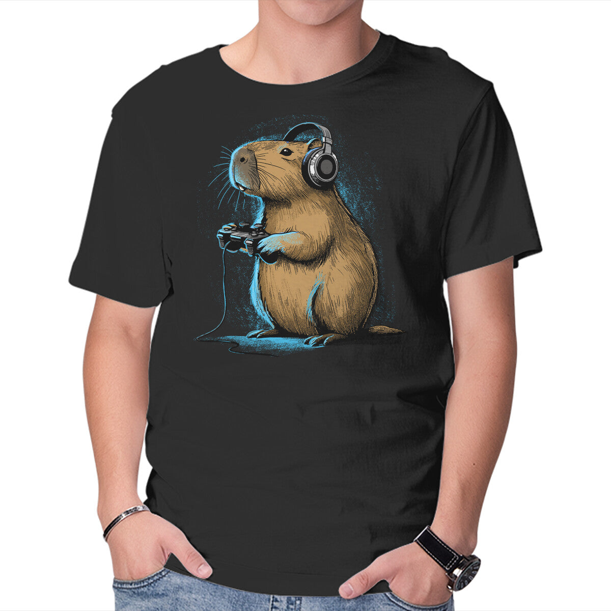 Unisex Crew Neck T-Shirt Capy-Gamer Graphic Short Sleeve Casual Tee XXL