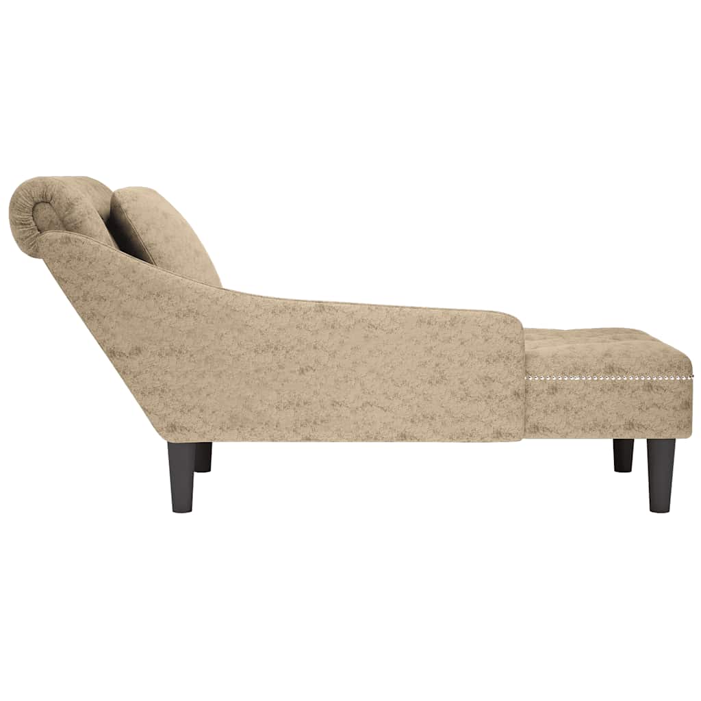 Chaise Longue with Cushion Right Armrest Light Grey Faux Leather