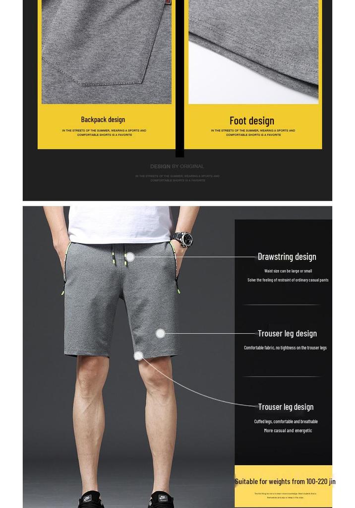 Men's Summer Cotton Knit Bermuda Shorts: Teen Sports Pants with Elastic Waistband for Beach & Casual Wear