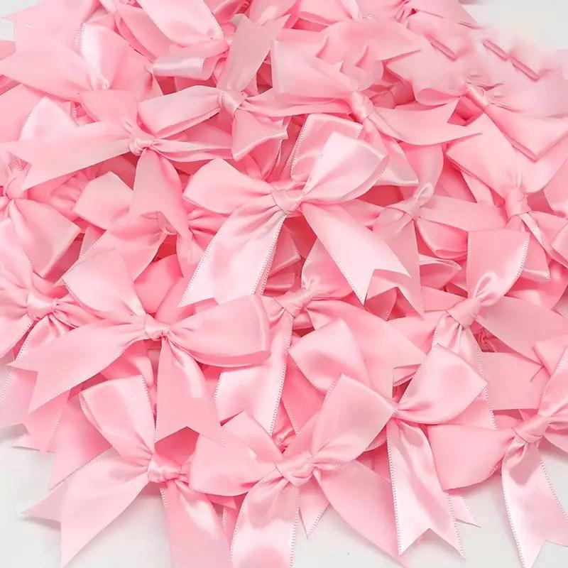 30Pcs Ribbon Bow Pink White Gift Tie Bow Applique Wedding Decoration Bow Patch DIY Decoration