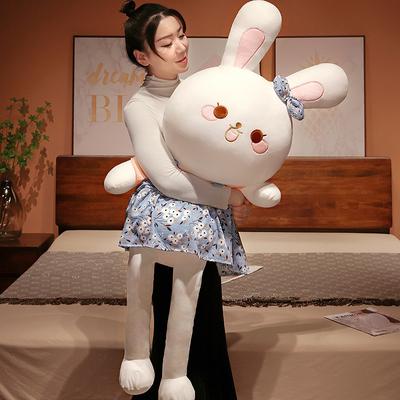 Super Cute Floral Rabbit Plush Toy Doll Cute Wear Skirt Little Rabbit Cloth Doll Throw Pillow Children'S Day Gift