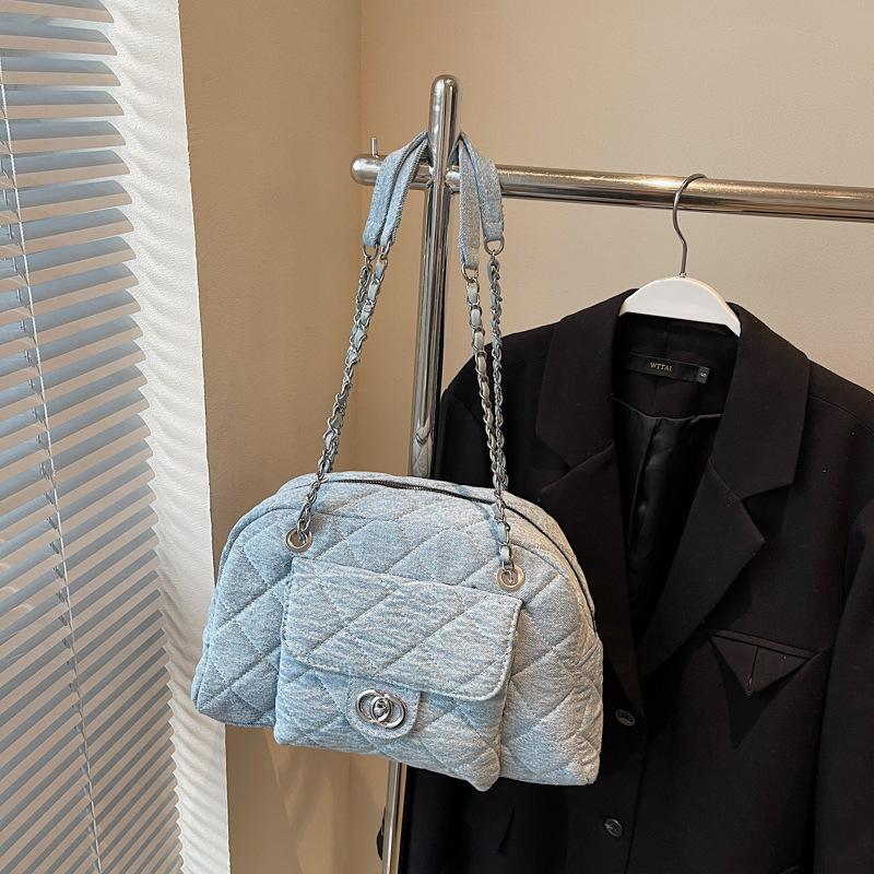 Retro And Old Denim Bags, Fashionable And Simple Commuting In Autumn And Winter, Underarm Bags, Women'S Large-Capacity Tote Bags