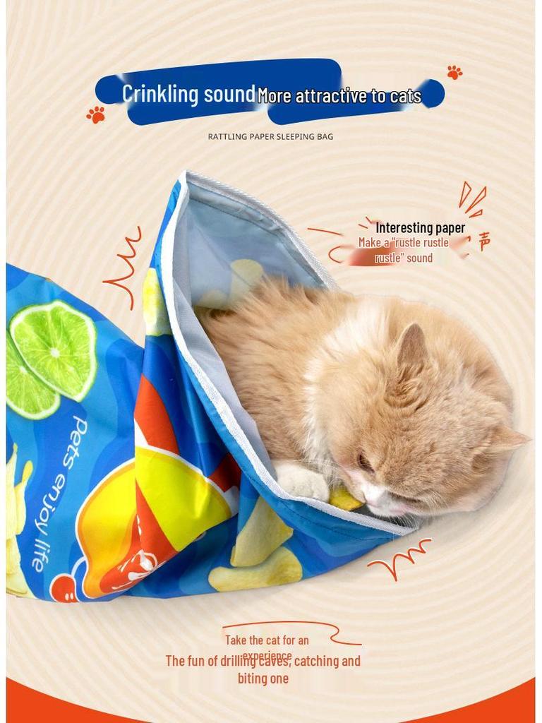 Cat Sleeping Bag: Self-Amusing Semi-Enclosed Tunnel Toy with Pendant for Kitten Boredom Relief