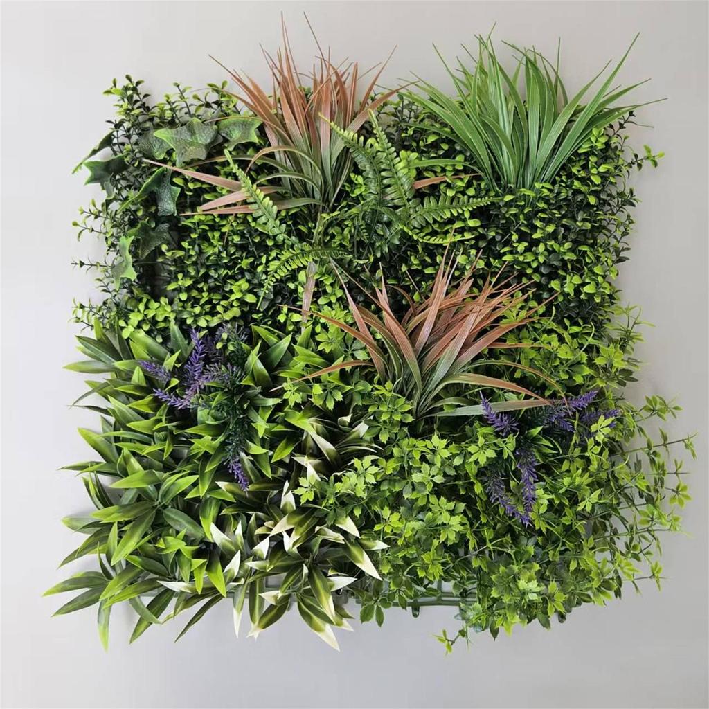 50×50cm Artificial Green Plant Wall - Plastic Vertical Garden, Fake Flower Wall, Synthetic Turf Background