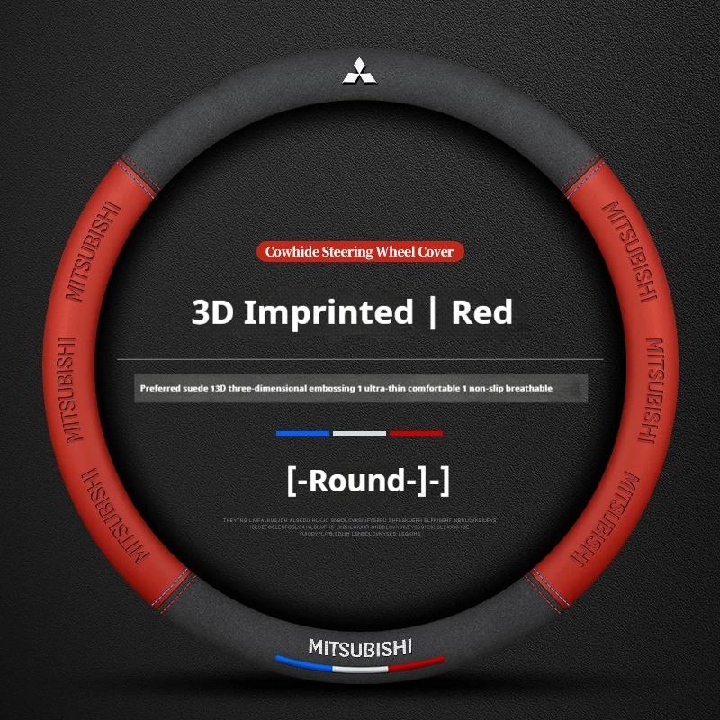 Car Suede 3D Coining Logo Antislip Steering Wheel Cover For Mitsubishi Outlander Pajero Asx Colt Lancer EX Evolution L200 Triton