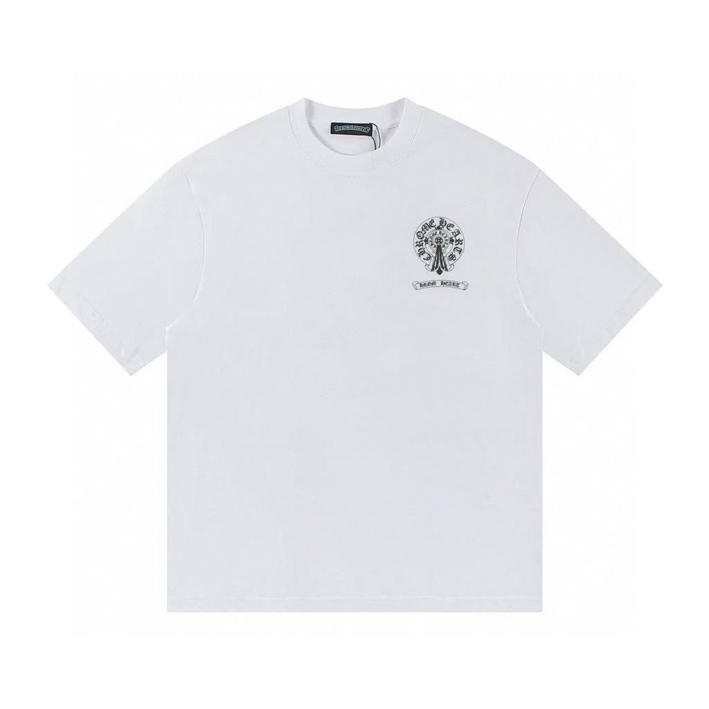 W353 CHROME HEARTS 2025 Summer New High Quality Cotton Round Neck Loose Large Size Men's and Women's T-shirt Couple T-shirt