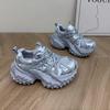 European Tire Dad Shoes Women's 2025 Summer New Silver Thick-soled Feet Small Versatile Height-increasing Sports and Leisure Shoes