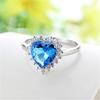 Foreign Trade Ring Ocean Heart -Shaped Micro -Setting Ring Titanic Open Adjustable Heart -Shaped Blue Crystal Ring