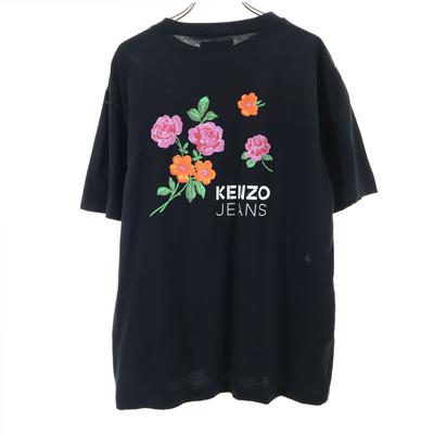 KENZO JEANS Anii '90 Fabricat în Japonia Etichetă Hokusai Tricou cu mânecă scurtă cu imprimeu vechi pe spate Femei Second hand