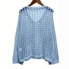 Loose Casual Versatile Cut-out Long Sleeve Women's Oversized Knitted Sweater Sun Shirt
