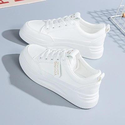 Damen Frühjahr Neue Dickbesohlte Weibliche Freizeitschuhe Für Sportstudenten Turnschuhe Frau Weiße Plateau Sportschuhe
