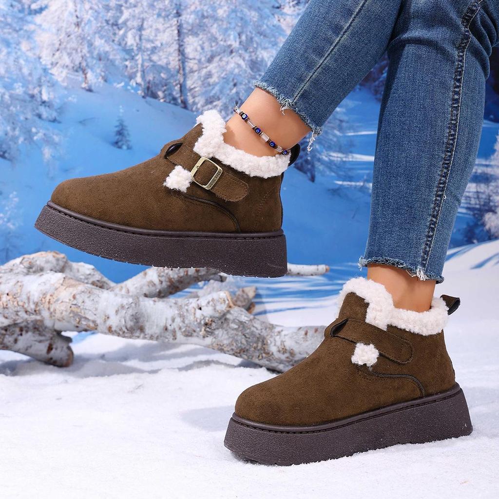 Birkenstock Damen 2025 Fleece-gefütterte Winter-Loafer mit dicker Sohle: Warme, pelzige, lässige Schneestiefel