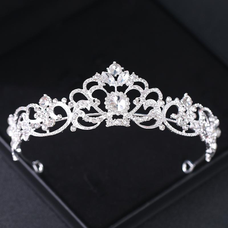 Silver Color Crystal Bridal Tiaras And Crowns Rhinestone Prom Princess Crown Tiara For Women Wedding Hair Accessories Jewelry