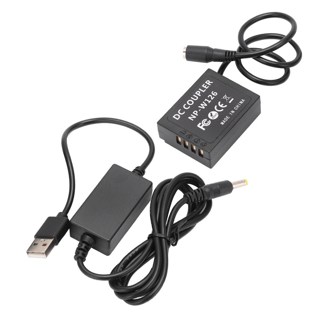 NP‑W126 Dummy Battery DC Coupler Power Adapter with USB Drive Cable for Fujifilm XT2 XT3 XT20 XH1