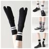 2Pairs Stripe Toe Mid Calf Socks Breathable Toe Separator Socks Fashion Two Toe Tube Socks  Daily