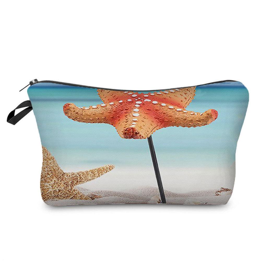 Damen Ozean- und Strand-Print Kosmetiktasche Toilettenartikel Organizer Reiseaufbewahrungsetui 6414