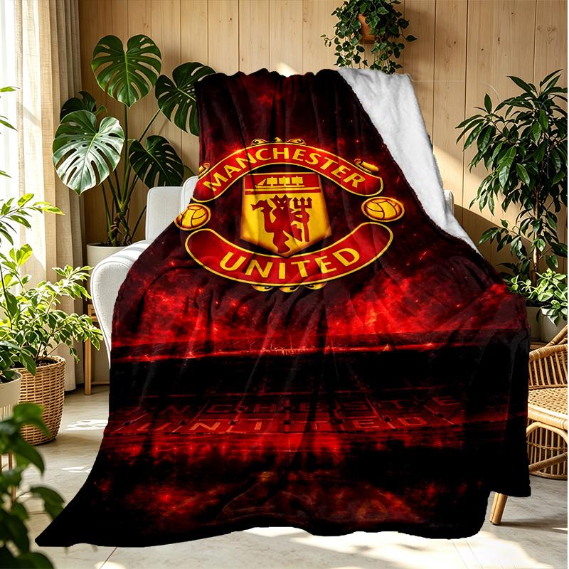 Football United F.C Pattern Blanket for Home Decoration, Bed, Sofa, Car Travel, Camping, Suitable for All Seasons, Birthday Christmas Gift