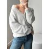 Knitted Cardigan for Women In Autumn, Loose V-neck Faux Mink Sweater, Soft and Thick Top