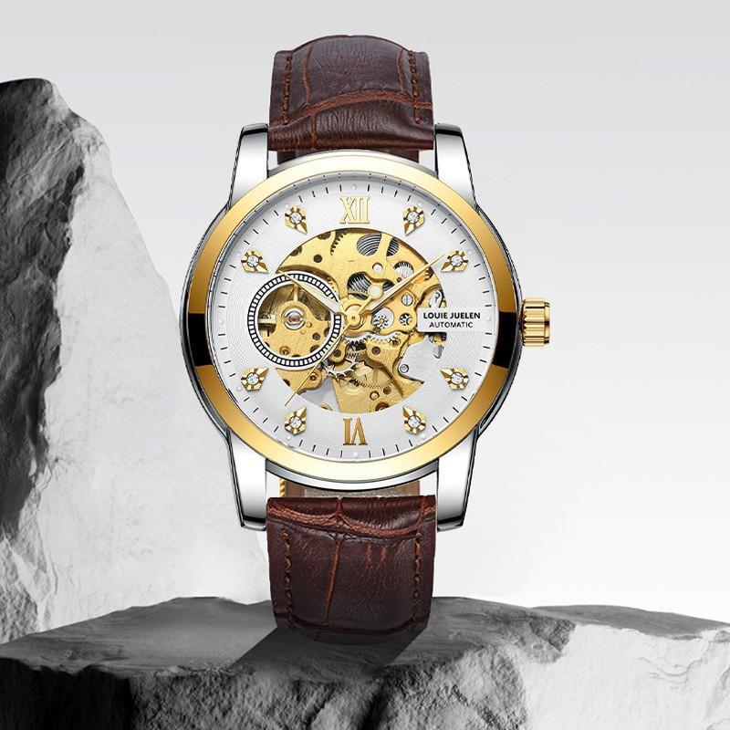 Top Brand Hollow Diamond Watch Waterproof Business Automatic Mechanical Watch Men's Wristwatch