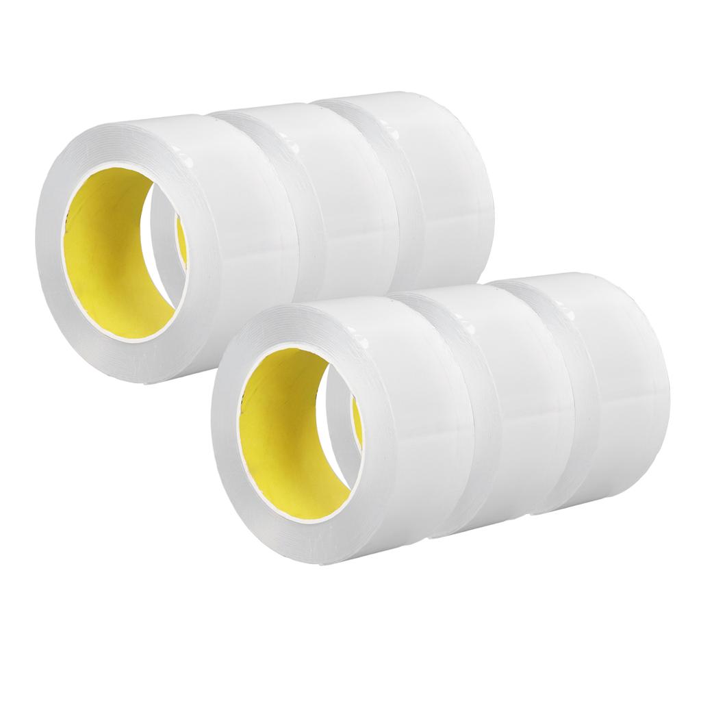 6 role de benzi dublu adezive, grosime 0,1 mm, lățime 50 mm, lungime 5 m, adeziv transparent pentru agățarea tablourilor