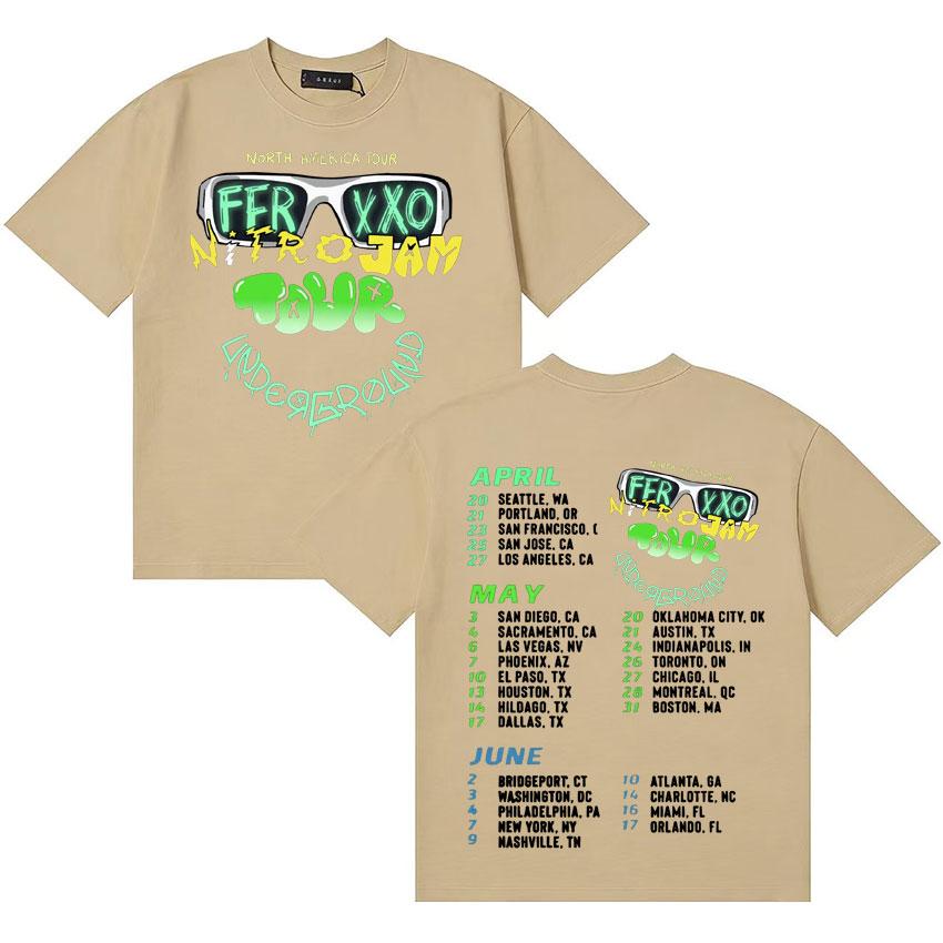 Feid Aesthetic Tour List Graphic Tshrit Pop Music High Quality Y2k Clothing Casual Short Sleeve Cotton Oversized Tops Fans Gift
