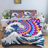 Big Wave Japanese Art Abstract Bedding Set Boys Girls Twin Queen Duvet Cover Pillowcase Bed Kids Adult Home Textileextile