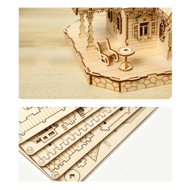 DIY Villa 3D Wooden Model Kit Light Castle Puzzles Assembly Toy Kid Adult Model Kits Christmas Decoration Children's Day Gift