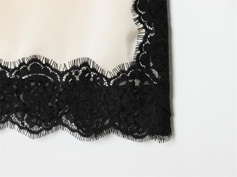 Winter 2025 European & American Style Women's Silk Satin Lace Top