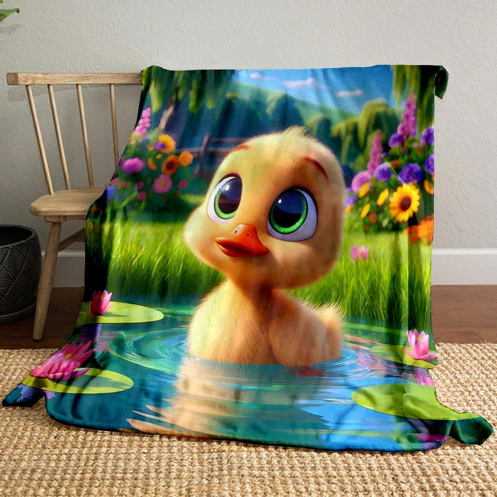 Cute Duckling In Sunny Garden Pond Print Blanket Soft and Cozy Perfect for the Living Room Bed Sofa or a Nap,gift