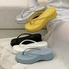 Pinch feet thick-soled heightening slippers women's summer wear versatile casual flip-flops beach seaside slippers