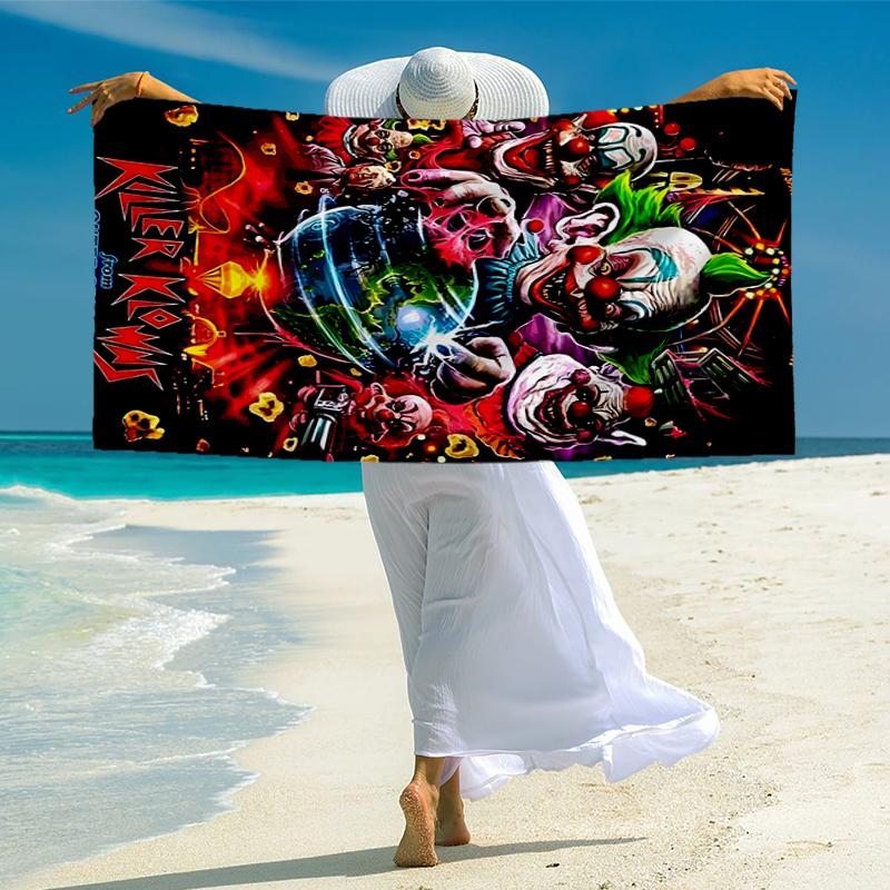 Horror Clown Circus Fashion Beach Towel: Ideal for Summer Adventures Soft, absorbent and quick drying suitable for swimming and bathing