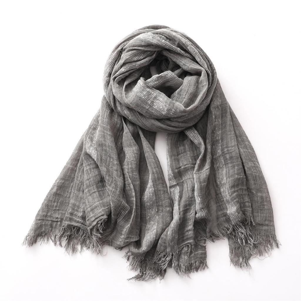 Artistic Retro Striped Cotton Linen Scarf - Japanese Korean Style, Four-Season Decorative Shawl, Easy To Match.