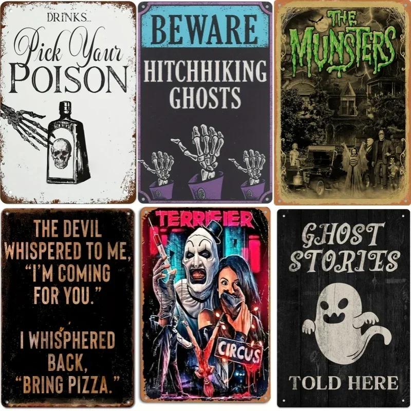 Spooky Metal Sign Haunted House Gothic Decor For Bedroom Vintage Halloween Decorations Witchy Room Decor Goth Room Decor