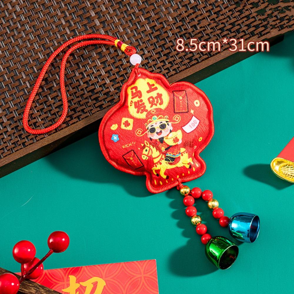 the god of fortune The God of Wealth Pendant Embroidered Red Chinese New Year Decoration Year of the Horse Chinese Style