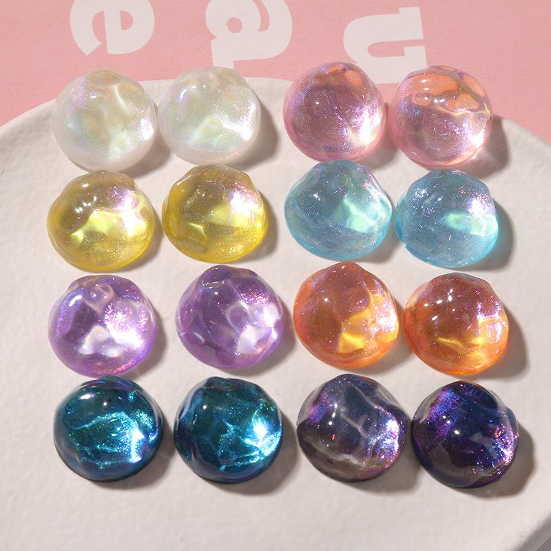 10pcs Glitter Geometry Rounds Cabochon Beads for Crafts DIY Resin Art Flatback Jewelry Making Embellishments