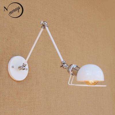 North Europe Modern White Retro Adjust Head Swing Arm Wall Lamps E27 Reading Light Workroom Bedside