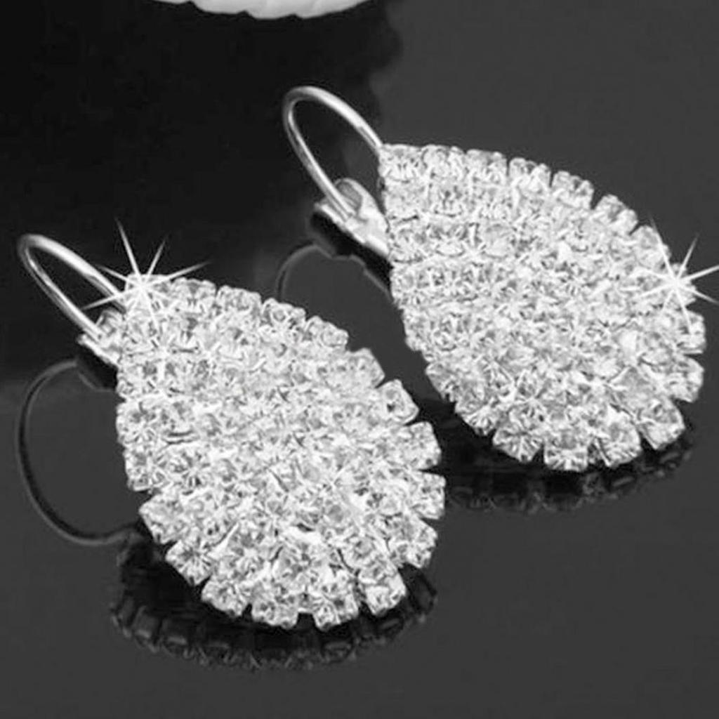 

1 pair Women Diamante Shiny Pendant Jewelry Water Drop Earring