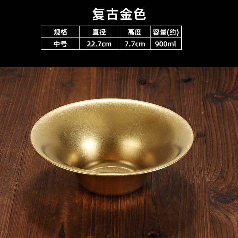 Korean Retro Style Stainless Steel Gold and Silver Salad Bowl Spaghetti Plate Household Restaurant Kitchen Accessories Tableware