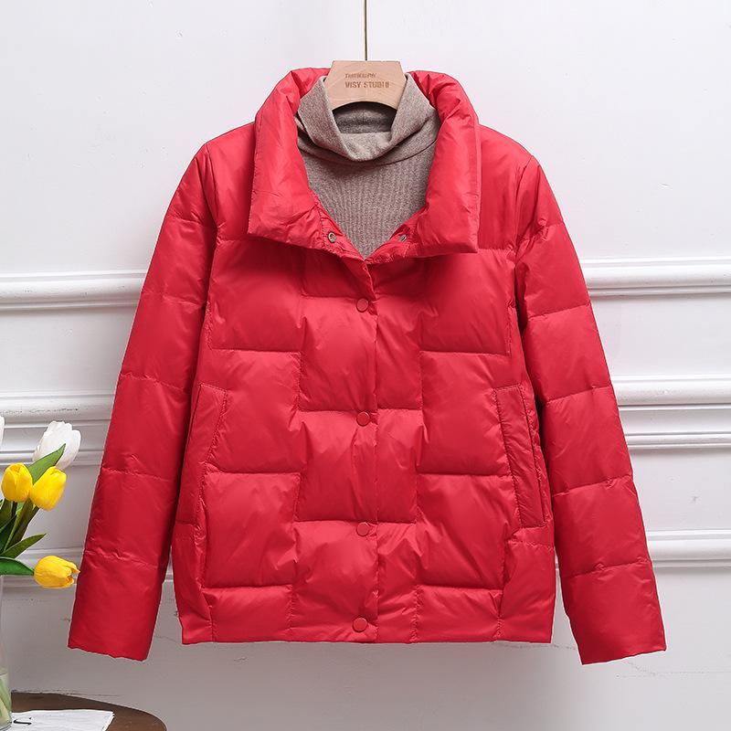 

Women s Short Lightweight Down Jacket - Autumn/Winter Stand Collar, Loose Fit M 121-135 lbs